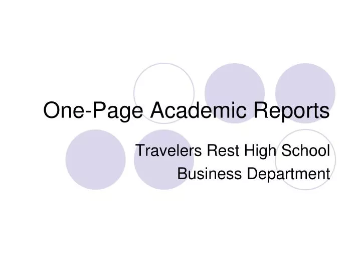 one page academic reports