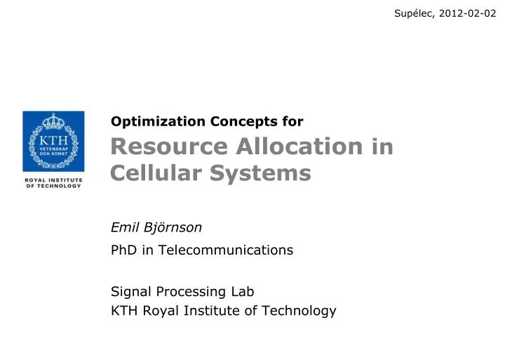 resource allocation in cellular systems