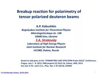 Breakup reaction for polarimetry of t ensor polarized deuteron beams