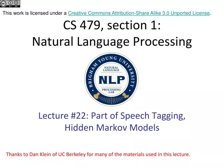 cs 479 section 1 natural language processing