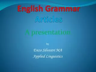 English Grammar Articles