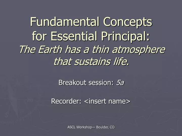 fundamental concepts for essential principal the earth has a thin atmosphere that sustains life
