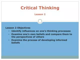 Critical Thinking Lesson 2