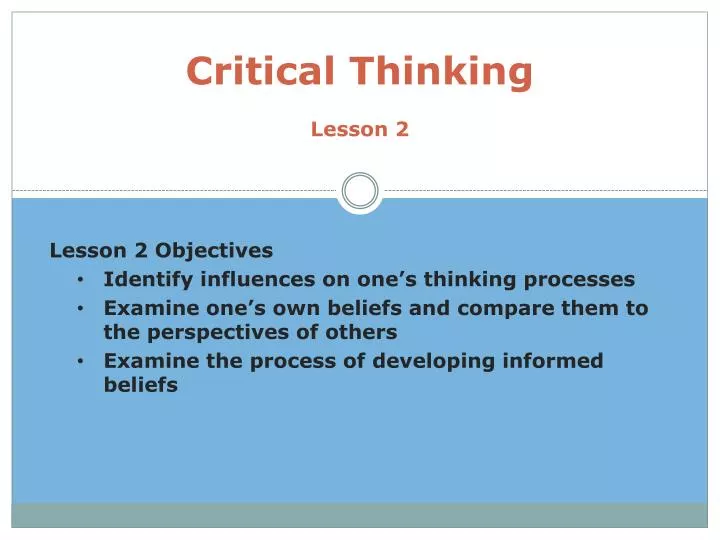 critical thinking lesson 2