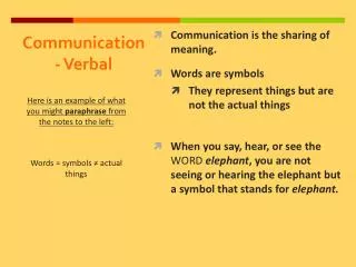 Communication - Verbal