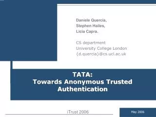 TATA: Towards Anonymous Trusted Authentication