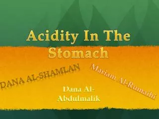 Acidity In T he Stomach