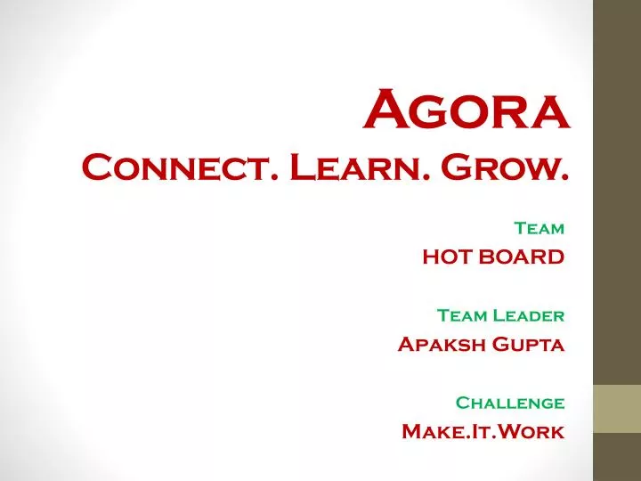 agora connect learn grow