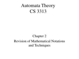 Automata Theory CS 3313