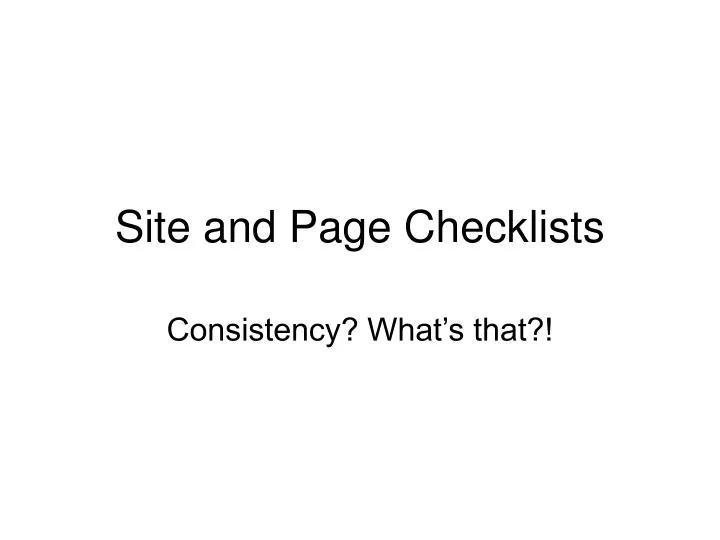 site and page checklists