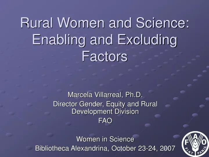 rural women and science enabling and excluding factors