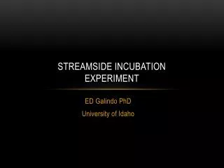 Streamside Incubation experiment