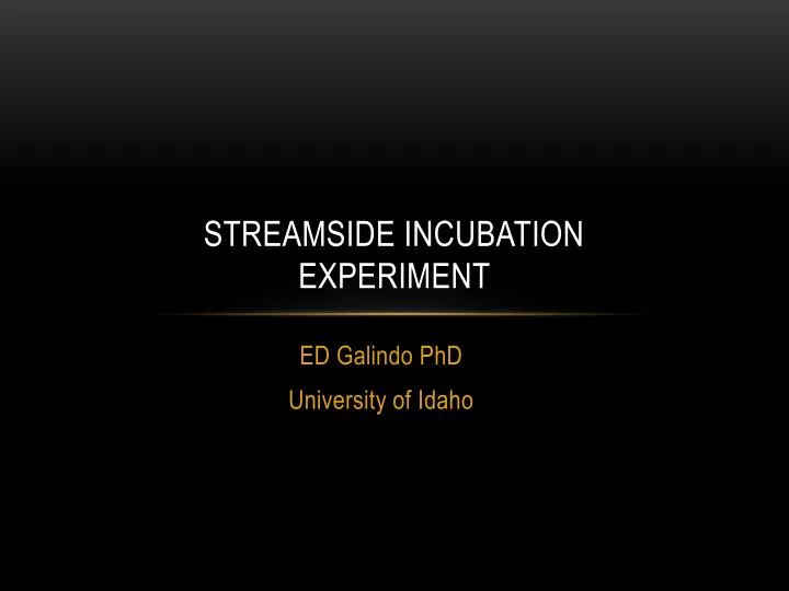 streamside incubation experiment