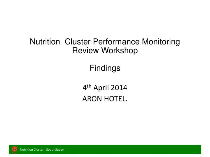 nutrition cluster performance monitoring review workshop findings