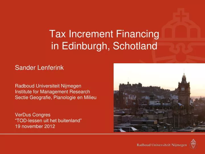 tax increment financing in edinburgh schotland
