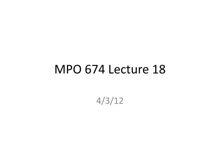 mpo 674 lecture 18