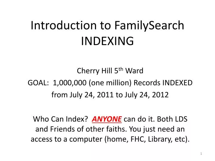 introduction to familysearch indexing