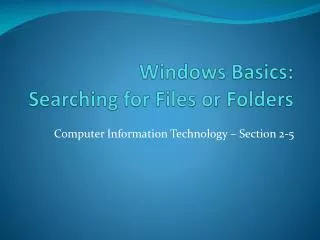 Windows Basics: Searching for Files or Folders