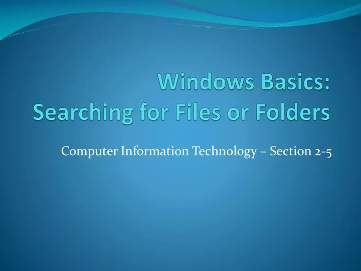 windows basics searching for files or folders