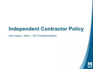 Independent Contractor Policy