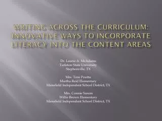 Writing Across the Curriculum: Innovative Ways to Incorporate literacy into the Content Areas