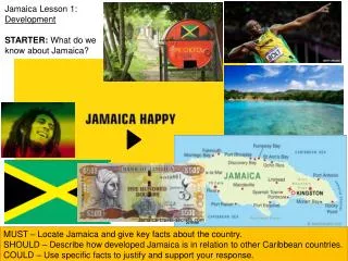 MUST – Locate Jamaica and give key facts about the country.