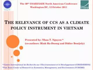 The relevance of ccs as a climate policy instrument in vietnam