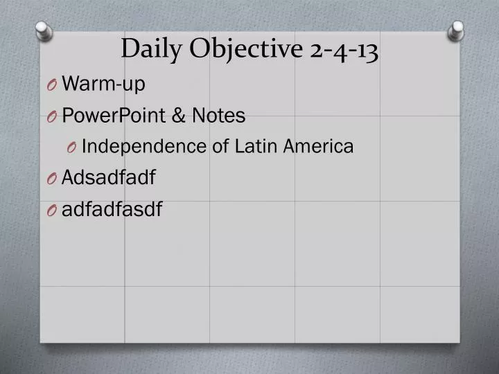 daily objective 2 4 13