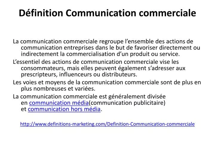 d finition communication commerciale