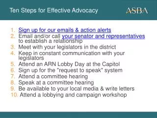 Ten Steps for Effective Advocacy