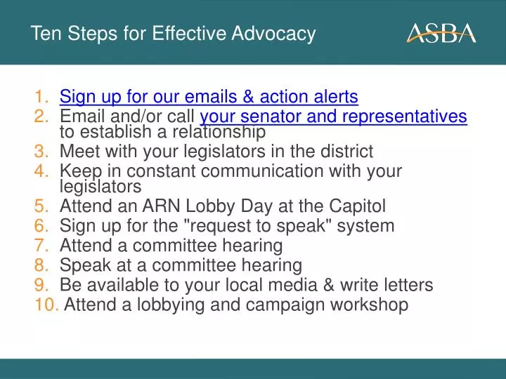 ten steps for effective advocacy