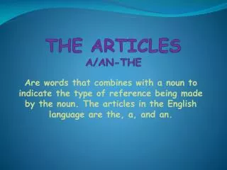 THE ARTICLES A/AN-THE