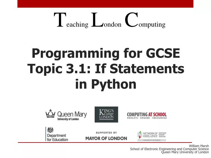 programming for gcse topic 3 1 if statements in python