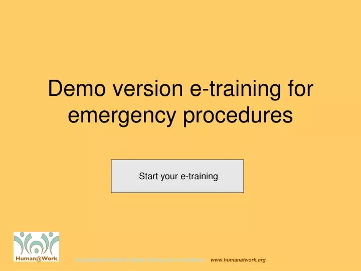 demo version e training for emergency procedures