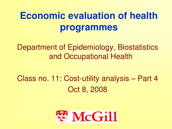 economic evaluation of health programmes