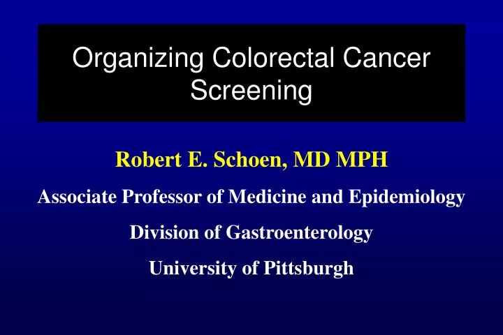 organizing colorectal cancer screening