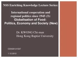 NSS Enriching Knowledge Lecture Series : International cooperation and