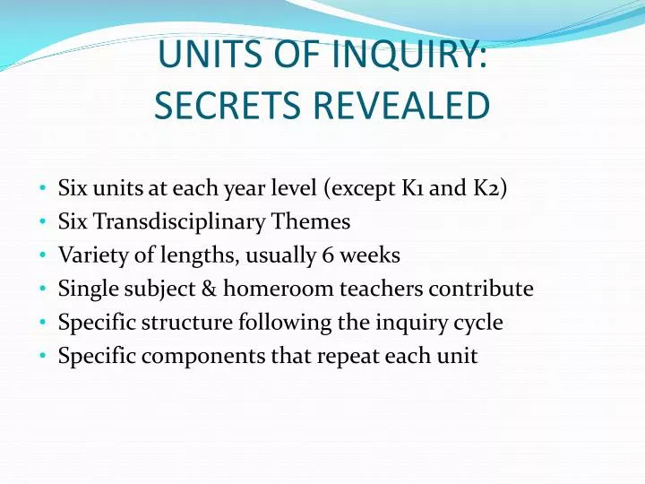 units of inquiry secrets revealed