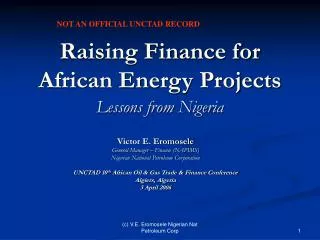 Raising Finance for African Energy Projects Lessons from Nigeria