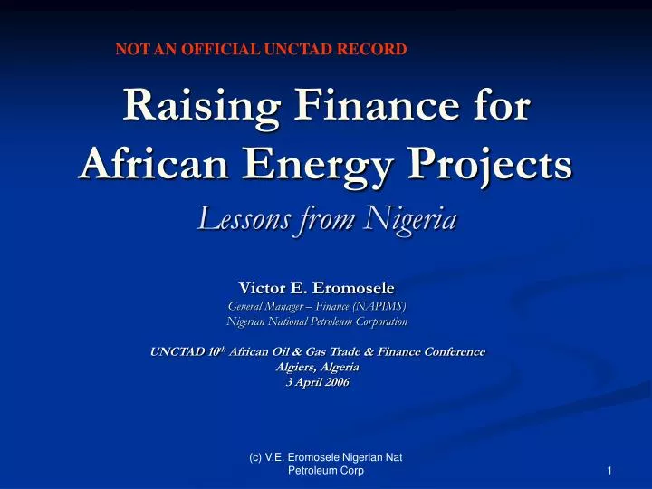 raising finance for african energy projects lessons from nigeria