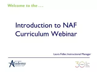 Introduction to NAF Curriculum Webinar