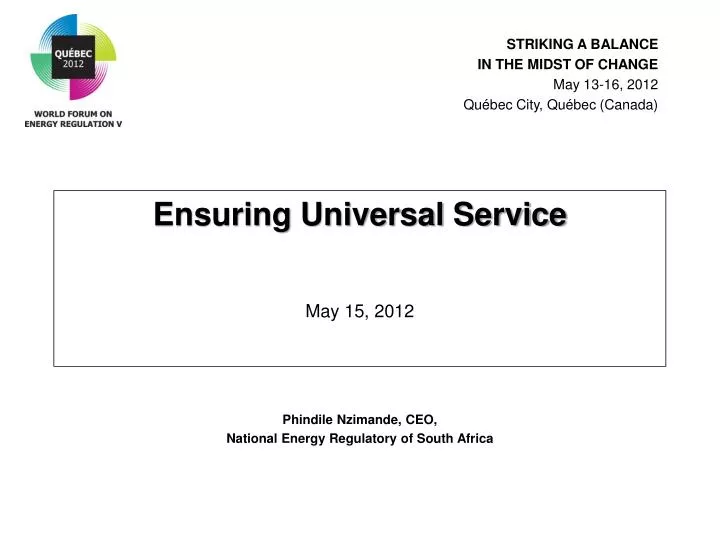 ensuring universal service may 15 2012