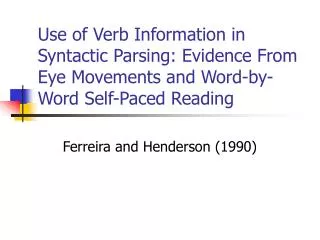 Ferreira and Henderson (1990)