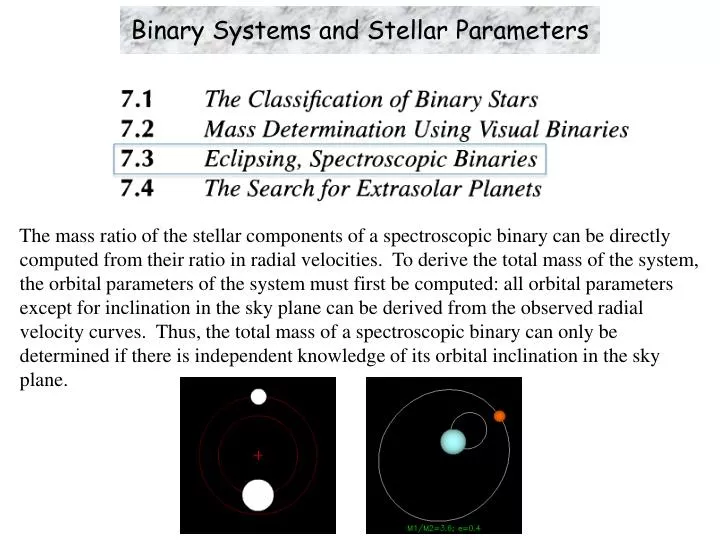 binary systems and stellar parameters