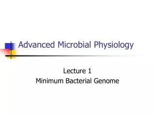 Advanced Microbial Physiology