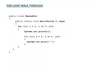 FOR LOOP WALK THROUGH