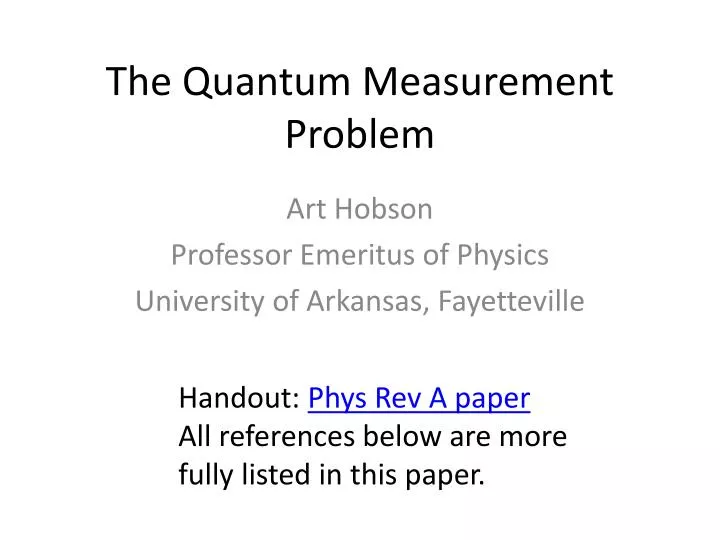 the quantum measurement problem