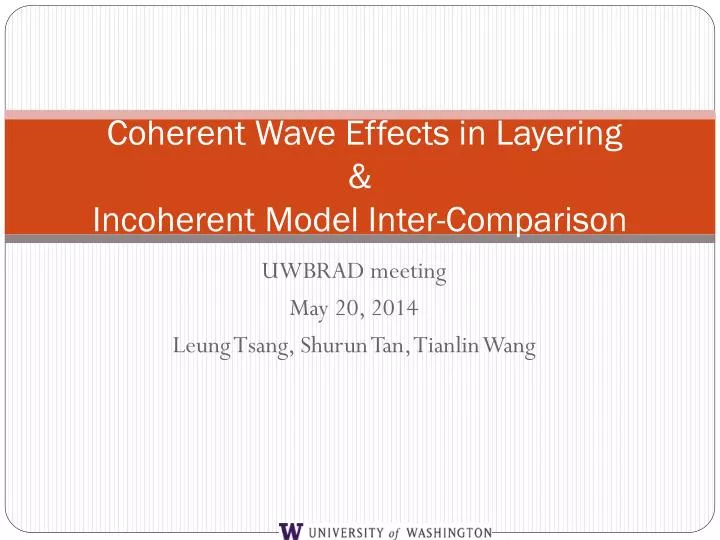 coherent wave effects in layering incoherent model inter comparison