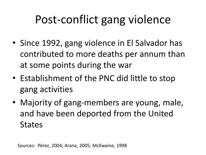 post conflict gang v iolence