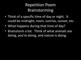 Repetition Poem Brainstorming